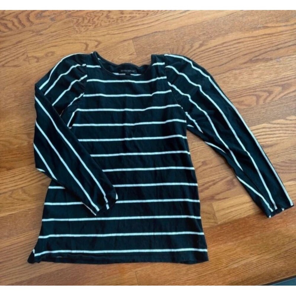 Banana Republic Black White Striped 3/4 Sleeve Top Small